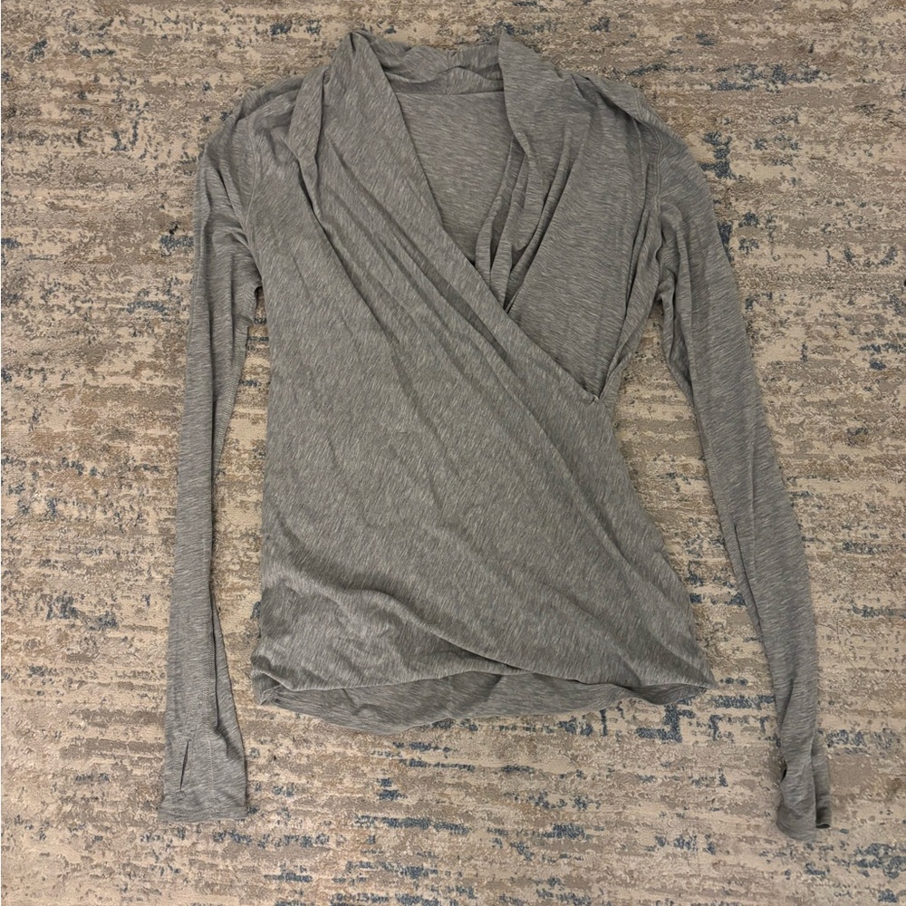 lululemon athletica Heather Gray Long Sleeve Wrap Top